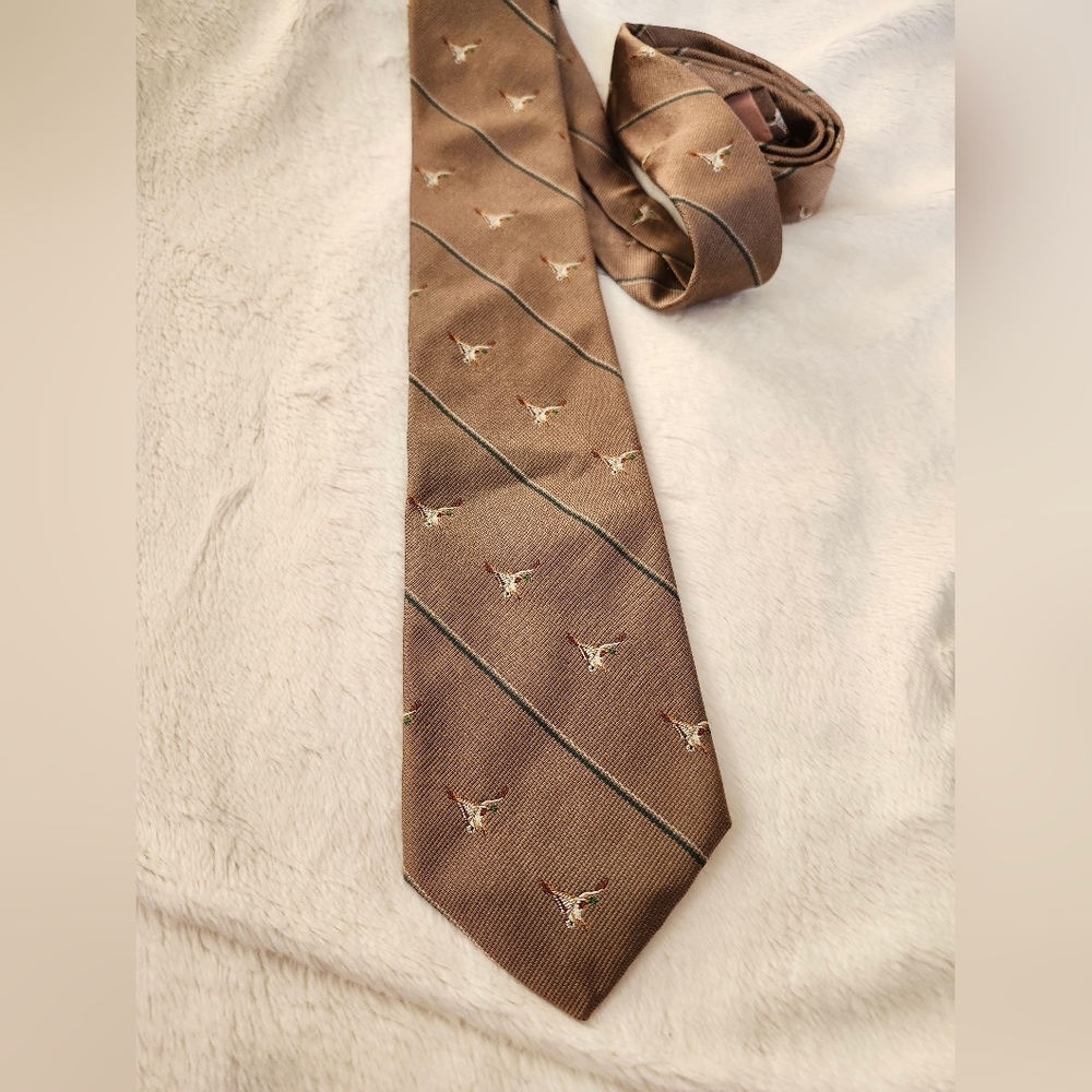 Vintage 1980's LL Bean 100% Silk Tie Mallard Duck